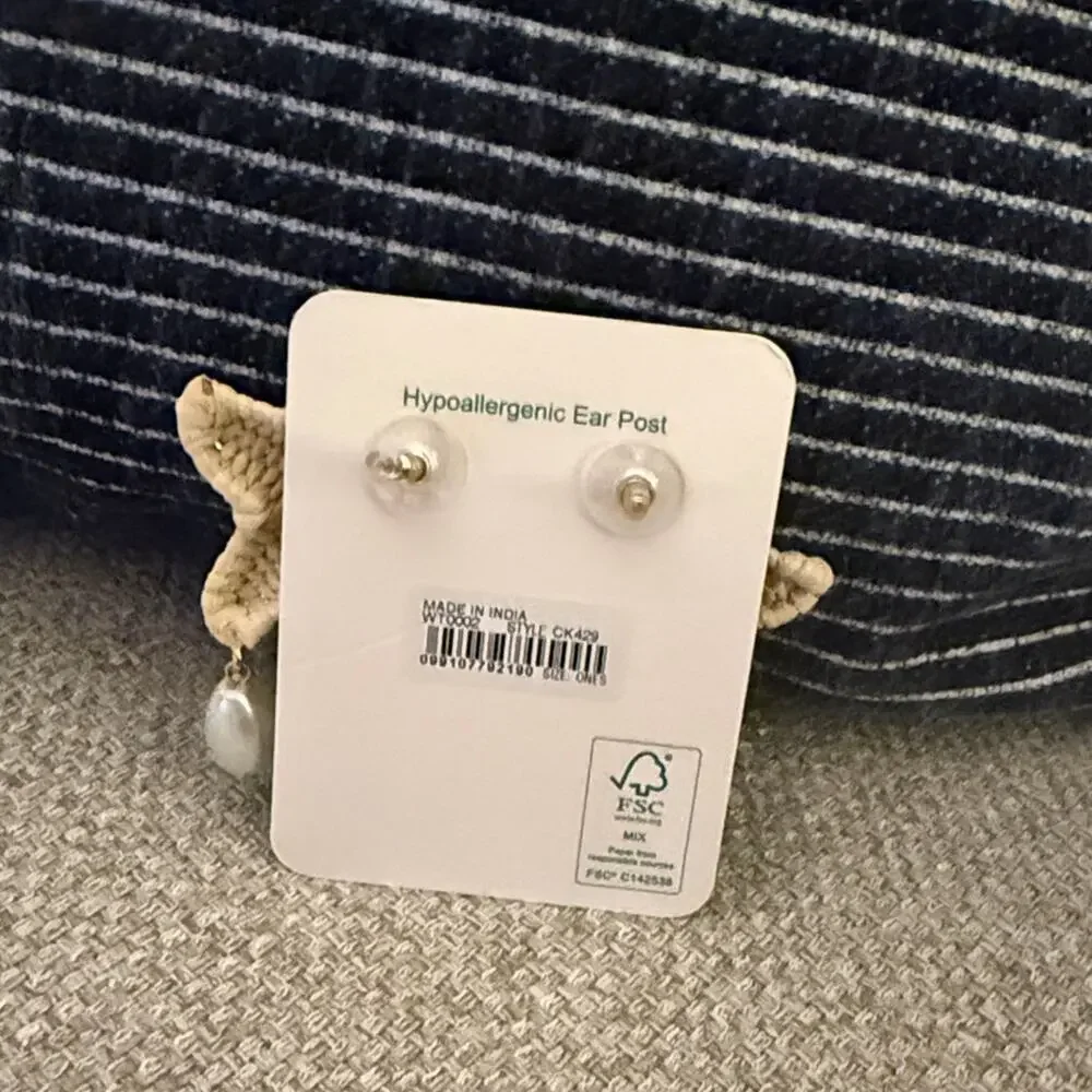 J. Crew Cream Raffia starfish statement earrings